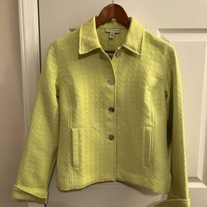 David Brooks jacket. Quilted pale lime green